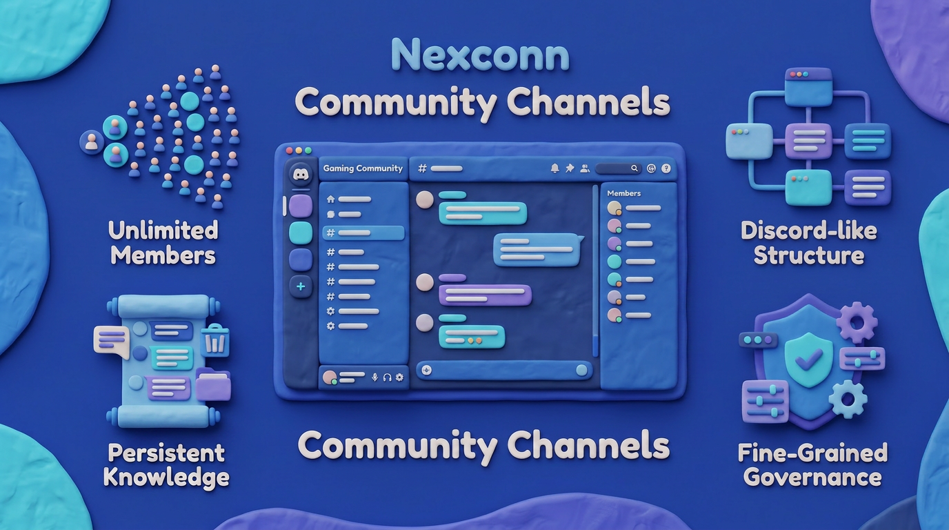 Nexconn's Community Channels provide the governance depth that large communities actually need
